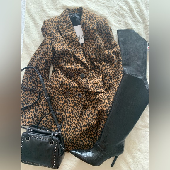 Brand New animal print wool blend coat - size Small - Picture 2 of 9